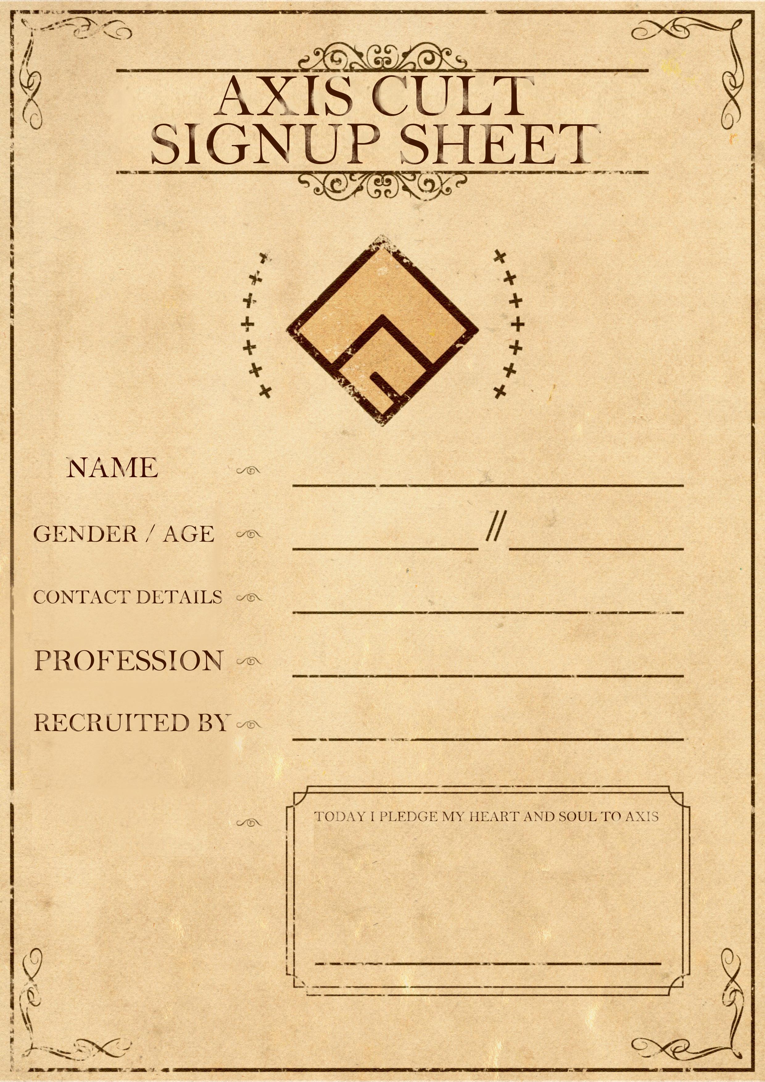 Axis Cult Membership Form